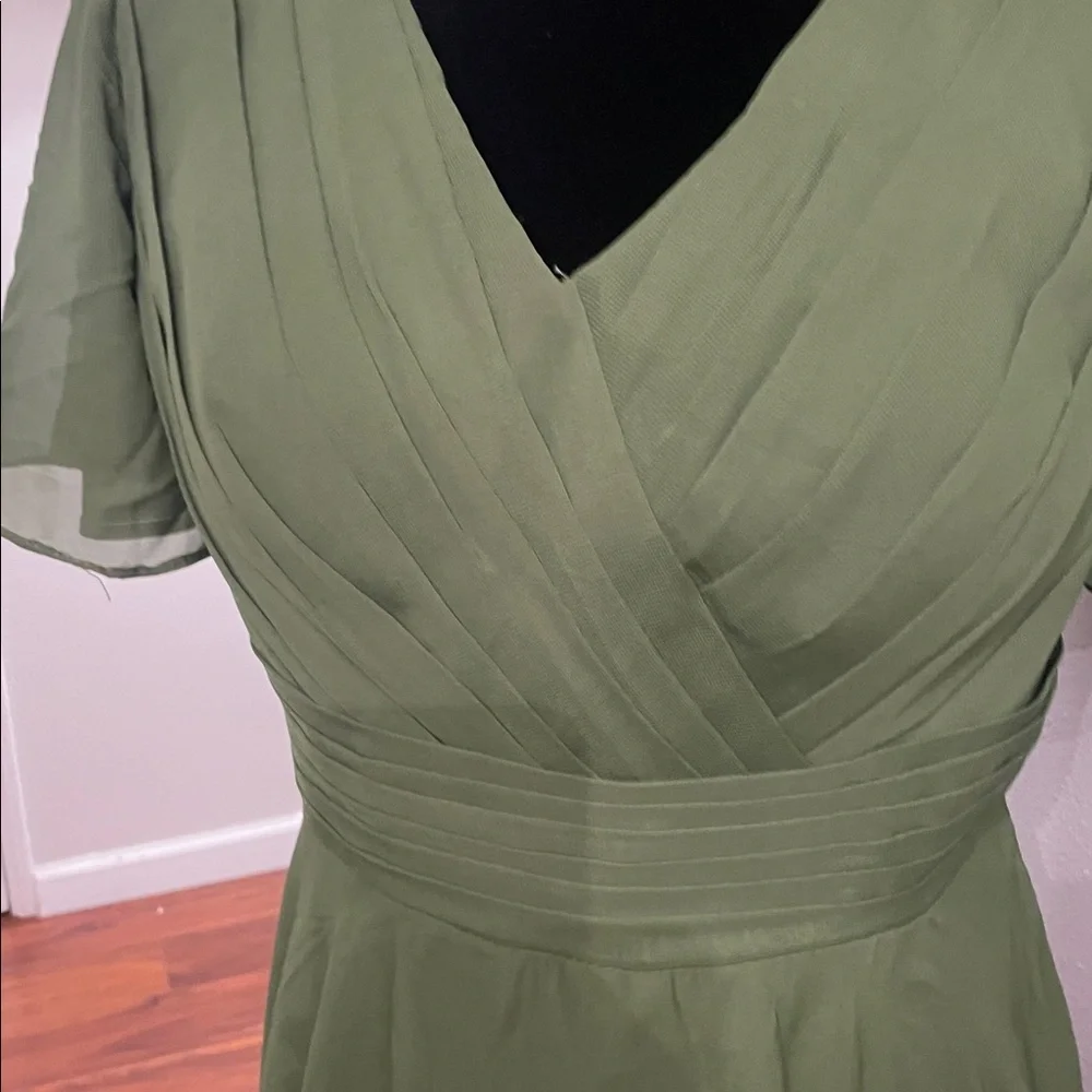 Pomuyo. Neck Mother of The Bride Dresses with Slit Short Sleeve Chiffon and lace - Picture 2 of 12